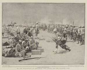 En el campo de batalla de Omdurman, enfriando rifles para la línea de combate